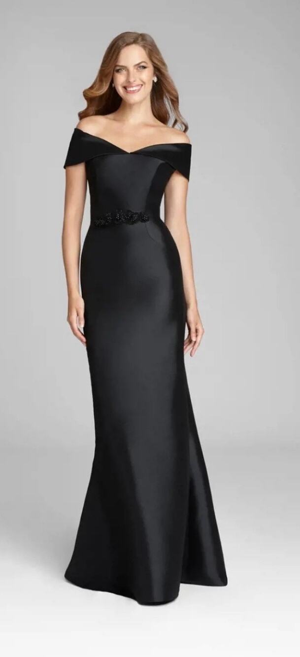 Rickie Freeman Teri Jon Black Taffeta Strapless Off Shoulder Mermaid Dress 14